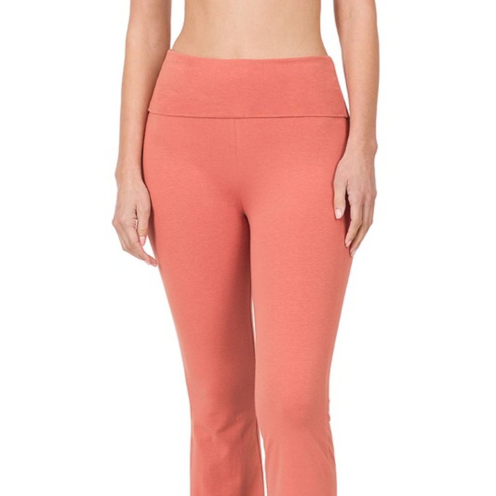 FOLD OVER YOGA FLARE PANTS - Ash Rose